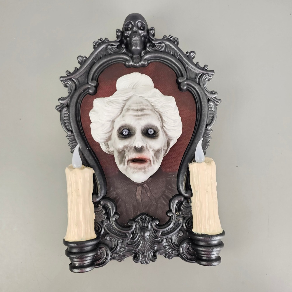 Tekky Design Haunted Portrait Animated Ghost Woman Halloween Wall Decor Skull